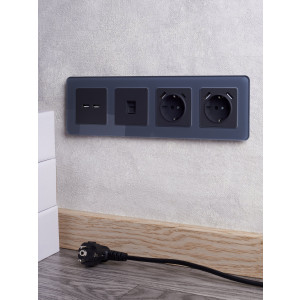 BRITE Рамка 4-мест. РУ-4-2-Бр стекло графит RE BR-M42-G-41-K53