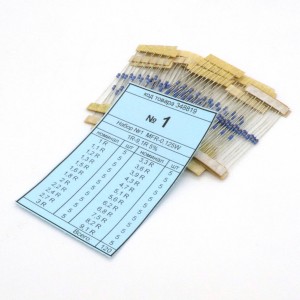 Набор резисторов №1 MFR-12J(F) 1-9.1, Набор выводных резисторов 0.125W, ряд Е24 ( по 5 шт.) номиналы 1-9,1 Ом, 5%(1%)