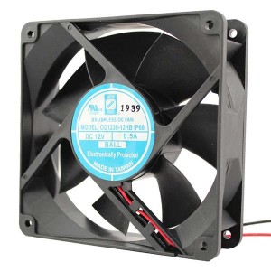 OD1238-24HBIP68, Вентиляторы постоянного тока DC Axial Fan, 120x38mm, 24VDC, 124CFM, 12W, 0.50A, 44dBA, 2900RPM, 0.47 Inches Max. Static Pressure, Dual Ball Bearing, Lead Wires, IP68 Rated