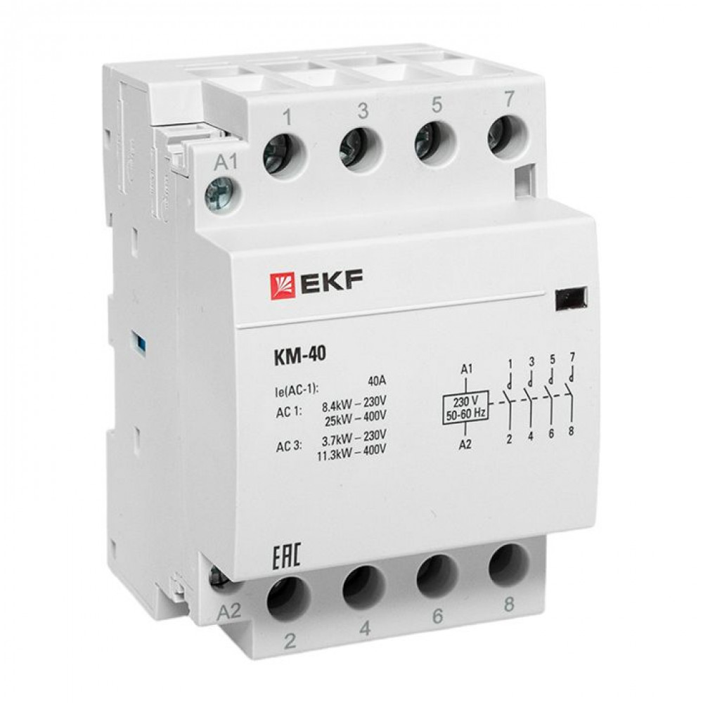 Изображение товара Модульный контактор КМ 40А 4NО 3 модуля EKF для автоматизации и электроустановок