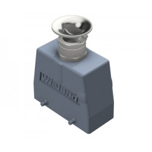 Крышка разъема 73.352.4035.3, Крышка разъема на кабель, типоразмер 16B, высокое исполнение, без уплотнителя, 1 кабельный ввод M25x1,5, с разгрузкой на изгиб, IP54, с верхним расположением, без защелок (упоры для двух защелок), материал корпуса: алюминиевый сплав