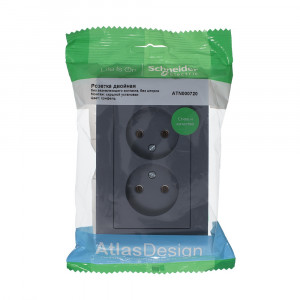 Розетка 2-м СП AtlasDesign 16А IP20 без заземл. в сборе грифель SE ATN000720