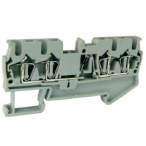 Клемма с диодом UJ5-2.5/2X2DE, Клемма с диодом, 4 точки подключения, тип фиксации провода: пружинный, номинальное сечение: 2,5 мм кв., 1A, 500V, ширина: 5,2 мм, цвет: серый, тип монтажа: DIN35, стандарт GB/T14048.1,