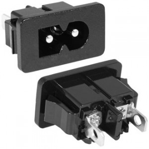 AC-033, Разъем питания серии AC, вилка 2-х полюсная на защелках, 2.5А 250В