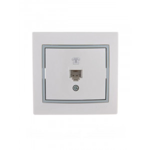 Розетка телефонная 1-м СП Mira RJ11 бел./сер. 701-0215-137