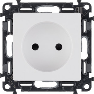 Розетка 1-м СП Valena Life 16А IP20 250В 2P защ. шторки безвинтов. клеммы с лицев. панелью механизм бел. Leg 753416