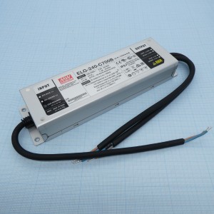 ELG-240-C700B, AC-DC, 240.1Вт, IP67, вход 100…305В AC, 47…63Гц/142…431В DC, ККМ, выход 172...343В/700мА, изоляция 3750В AC, в кожухе 244х71х37.5, -40…+85°С (корпус), димминг 3 в 1