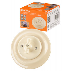 Выключатель скрытой установки фарфоровый поворотный с ручкой (бантик) 10А сл. кость «Болонь» SQ1820-0320