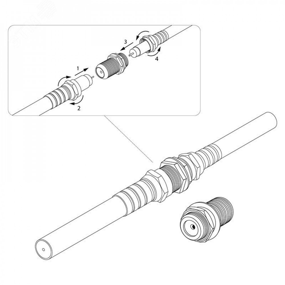 Изображение товара Переход гнездо F-гнездо F "Бочка" с кольцом 05-4201