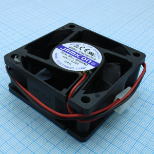 JF0625B1TR-R, Вентилятор 12В 60х60x25 B 6000 об/мин, 50.18м3/час, 42.5дБ, двойной подшипник качения, тип вывода - провод с разъемом