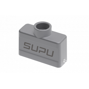 Крышка разъема S16A-TE-2B-M20, Крышка разъема на кабель, типоразмер 16A, с уплотнителем, 1 отверстие с резьбой для кабельных вводов M20x1,5, с верхним расположением, без защелки (упоры под одну защелку), материал корпуса: алюминиевый сплав