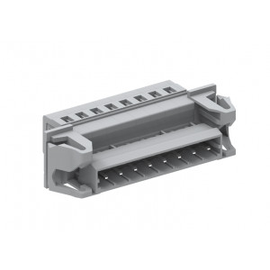 Вилочный разъем на кабель 450418/060, Вилочный разъем, прямой, на кабель, шаг: 5.0 мм, 18 полюсов, фиксация провода пружинная, исполнение: с пластиковыми защелками, 320V, 12A, цвет: серый