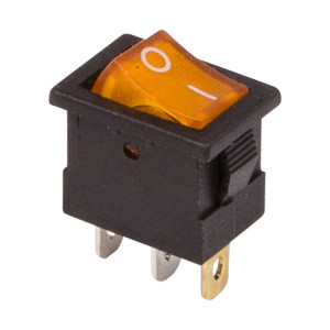 36-2172 Выключатель клавишный 12V 15А (3с) ON-OFF желтый с подсветкой Mini (RWB-206-1, SC-768) REX