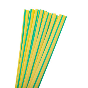 Термоусаживаемая трубка ТУТ нг 10/5 желто-зеленая в отрезках по 1м PROxima tut-10-yg-1m