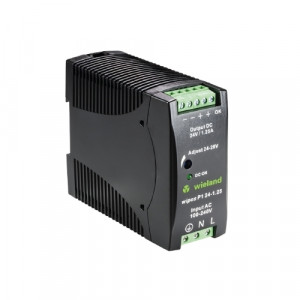 Источник питания WIPOS P1 24-1.25, Источник питания, однофазный, 24 V / 1,25 A, 35 W; диапазон входных напряжений: 85 – 264 V AC; габариты (мм): ширина x высота x глубина: 40.5 x 90 x 114; вес 0,29 кг; монтаж: на DIN рейку, температура окружающей среды –40°C…+70°C