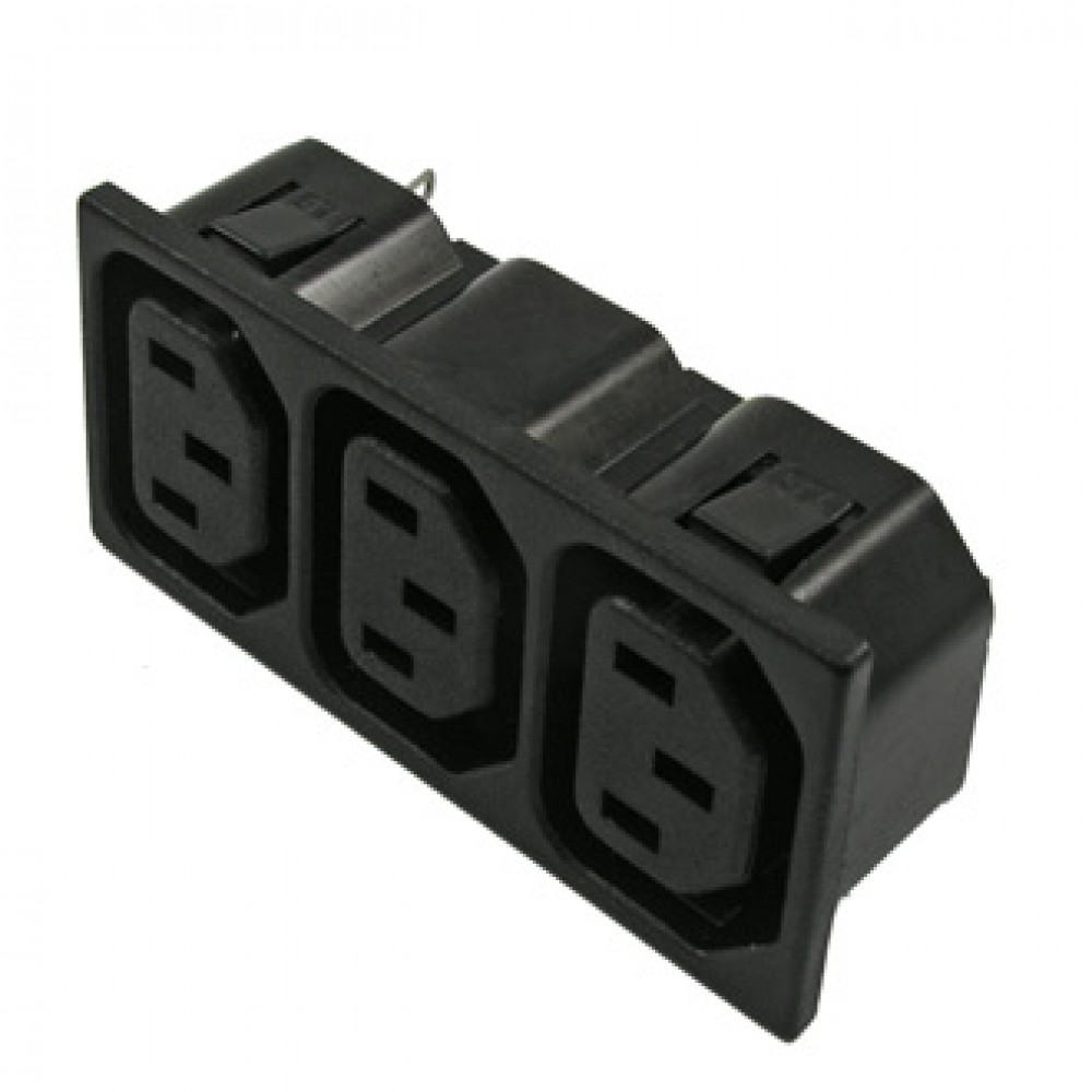 Изображение товара Разъем питания AC-006 3-х местный 10А 250В защелка на панель