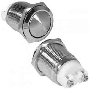 GQ19SB-10Z/N OFF-ON, Антивандальная кнопка металлическая с фиксацией, посадочная резьба М19, контакты под винт