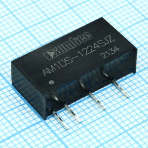 AM1DS-1224SJZ, DC/DC, 1Вт, вход 10.8…13.2В, выход 24В/0.004…0.042А, изоляция 1500В DC, КПД 81%, максимальная емкостная нагрузка не более 220мкФ, SIP7, 19.65x6x10.16мм, -40…105°C, пластик