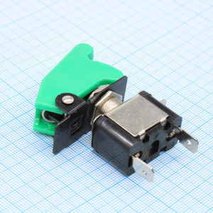 ASW-07D/G+SAC-01, Тумблер ON-OFF без подсветки 25A 12VDC с зелёной крышечкой