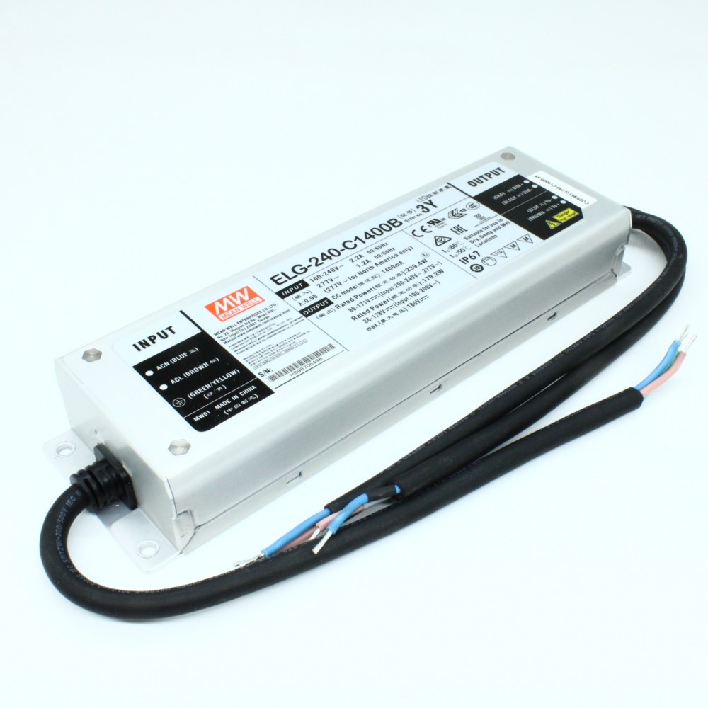 Изображение товара Источнк питания ELG-240-C1400B-3Y MEAN WELL IP67 239.4Вт димминг 3 в 1