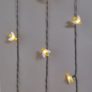 Гирлянда садовая (каскад) Янтарные Пчелы 5,8м, 2700К с аккумулятором и выносной солнечной панелью 602-252