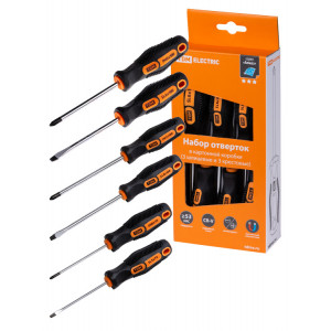 Набор отверток 6 шт.: SL:3х75;5х100;6х100, PH:0х75;1х100;2х100 (карт. коробка), CR-V "Алмаз" SQ1013-0204