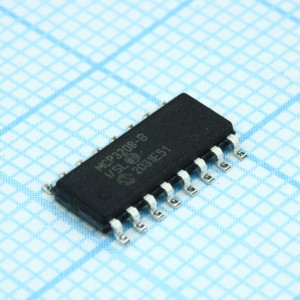 MCP3208-BI/SL, 12-ти разрядный АЦП электропитание 2.7В 8-ми канальный шина SPI 16SOIC