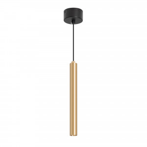 Светильник SP-PIPE-HANG-L300-R30-9W Warm3000 (GD, 24 deg, 230V) 038618, Подвесной светильник. Мощность 9 Вт, св. поток 561 лм, 64 лм/Вт, теплый 3000 K, CRI>90, угол 24°, напряжение питания 230 В. Золотой круглый корпус из алюминия, рассеиватель PC, степень защиты IP20. Размер: диаметр 30 мм, длина 300 мм, размер чаши: диаметр