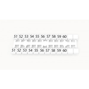 Маркировка (в кассетах) ZK5-24P-19-16Z(H), Кассета с маркировочными шильдиками, для клемм сечением 2,5 мм.кв., боковая, 24 шильдика, нанесенные символы: 51...60 + 2 чист, 2 ряда с вертикальным расположением, размер шильдика: 4,6 х 5 мм, цвет: белый
