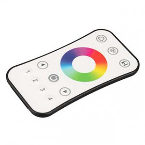 INTELLIGENT ARLIGHT Пульт SMART-RF-801-52-4G-1SC-RGB White (3V, 2.4G) 037675, Кнопочный радиопульт с сенсорным кольцом 2.4 ГГц белого цвета для управления RGB источником света. 4 зоны управления, выбор цвета с помощью сенсорного кольца. Питание 3VDC (CR2032). Габариты 107x58.5x9 мм. Изготовлен из пластика с покрытием, защищающим от