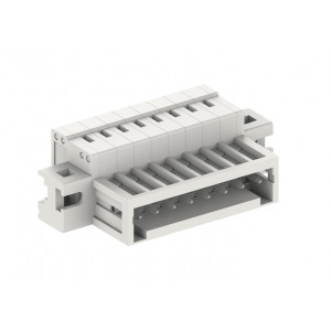 Розеточный разъем на кабель 435404/010, Розеточный разъем, прямой, на кабель, шаг: 3.5 мм, 4 полюса, фиксация провода пружинная, исполнение: с монтажными фланцами, 160V, 10A, цвет: серый