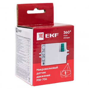 Микроволновый датчик движения белый 1200Вт 360гр. до 10м IP20 MW-706 EKF