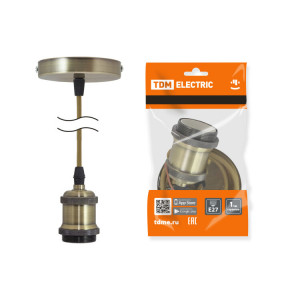 Патрон Е27 с подвесом 1 м, металлический "Лофт", бронза SQ0335-0071