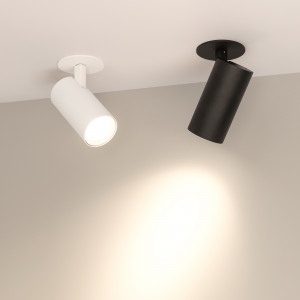 Светильник LGD-LUMOS-R55-9W Warm3000 (BK, 25 deg, 230V) 034148, Встраиваемый поворотный светильник для потолка. Мощность 9 Вт, св. поток 666 лм, 74 лм/Вт, теплый 3000 K, CRI>90, угол 25°, напряжение питания 230 В. Черный корпус из алюминия, линза PC, степень защиты IP20.