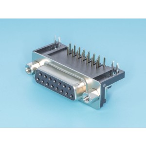 DRB-15FB, Разъем D-SUB 15 контактов, розетка угловая на плату,  9.4мм