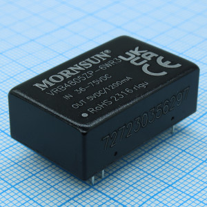 VRB4805ZP-6WR3, Преобразователь DC/DC 6Вт вход 48 (36...75)В выход 5В 1.2А КПД 83% изоляция: 1500В