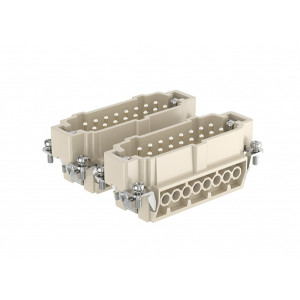 Вилочная контактная вставка HE-032-M, Вилочная контактная вставка, винтовая фиксация, 32 полюса + PE, типоразмер 32B, 500V, 16A, сечение обслуживаемых проводников 1,0-2,5 мм кв, тип покрытия контактов: серебро