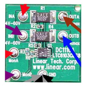 DC1116A, Средства разработки интегральных схем (ИС) усилителей LTC6103 Current Sense Demo Board