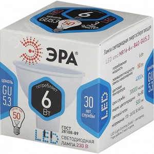 Лампочка светодиодная STD LED MR16-6W-840-GU5.3 GU5.3 6Вт софит нейтральный белый свeт Б0020545