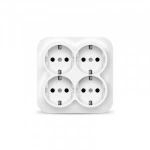Розетка 4-м ОП 16А IP20 с заземл. бел. квадрат 1449