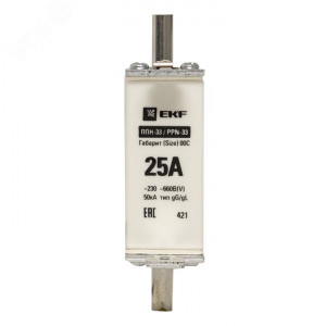 Вставка плавкая ППН-33 100/25А габарит 00C PROxima fus-33/100/25