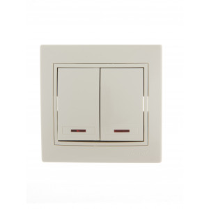 Выключатель 2-кл. СП Mira 10А IP20 с подсветкой со вставкой крем. 701-0303-112