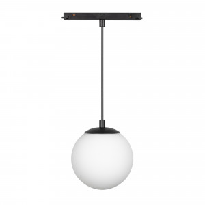 Светильник MAG-ORIENT-SFERO-HANG-R150-10W Warm3000 (BK, 300 deg, 48V) 036049, Светильник для магнитных треков MAG-ORIENT шириной 26 мм. Мощность 10 Вт, св. поток 900 лм, 100 лм/Вт, теплый 3000 K, CRI>90, угол 300°, напряжение питания 48 В. Матовый белый корпус из стекла, степень защиты IP20. Диаметр: 150 мм; Длина кабеля: 1500 мм.