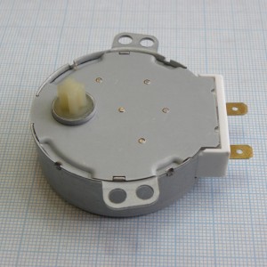 СВЧ:Двиг.тарелки 220V(пласт. вал крест), СВЧ:Двигатель тарелки, 220В 4W 5RPM(оборотов в минуту), пластмассовый вал крестом, высота вала 7мм; 49TYZ-A2