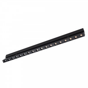 Светильник MAG-DOTS-FOLD-25-S600-18W Day4000 (BK, 30 deg, 24V) 034222, Светильник поворотный для магнитных треков шириной 25мм, 18Вт. Цвет свечения ДНЕВНОЙ 4000K, световой поток 1150 лм, угол 30°, CRI>90. Корпус прямоугольный, металл, цвет черный, IP20. Размеры LxWxH 604x20x46мм. Входное напряжение DC24V, мощность 18Вт.