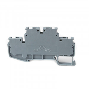 Этажная клемма JUT14-2.5/2-DK/GY, Этажная клемма, 2 этажа, тип фиксации провода: пружинный, номинальное сечение: 2,5 мм кв., 24A, 800V, ширина: 5,2 мм, цвет: темно-серый, тип монтажа: DIN35