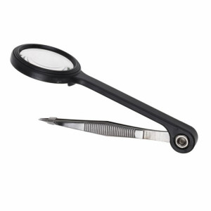 Лупа ручная, увеличение 3х, 20мм, с пинцетом 12-0411