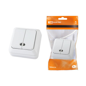 Выключатель 2-кл. открытой установки с подсветкой IP20 10А, белый "Ладога" SQ1801-0007