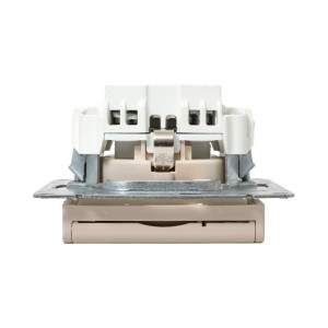 Механизм розетки, 16А, IP44, с заземлением, со шторками, c крышкой, кремовый Эпика EKF UP1-SOI-111-44