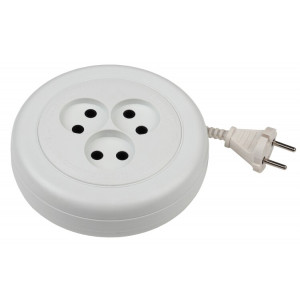 Удлинитель электрический UR(6)-3-5m рулетка без заземления 3 розетки 5м ШВВП 2x0,75мм Б0035762